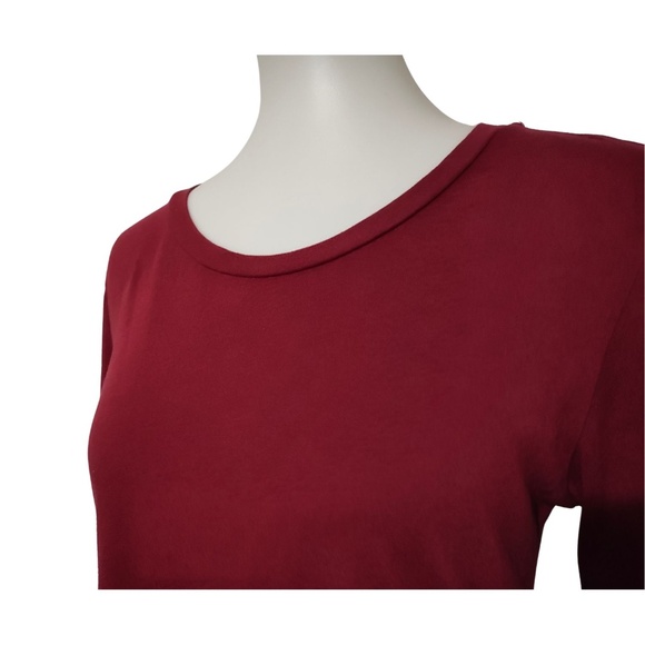 Guest Editor Maroon Bell Sleeve Peplum Top - Picture 5 of 11